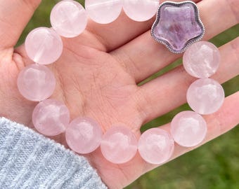 Natural rose quartz beaded bracelet