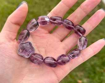 Natural amethyst beaded bracelet