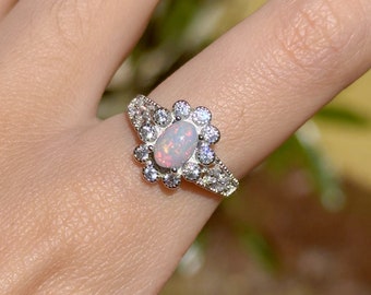 natural opal adjustable ring