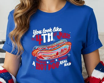 Divertida camiseta de perrito caliente del 4 de julio, regalo patriótico del Día de la Independencia de EE. UU.