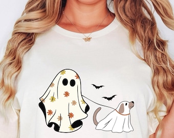 Ghost Dog Halloween Shirt, Spooky Season Tee, Dog Mom Gift