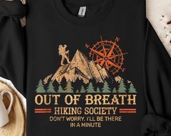 Koszulka Retro Hiking Society, zabawny prezent dla turysty, koszulka z napisem „Nie martw się, będę tam”