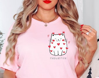 Cat Valentine Shirt, Meowentine Valentine's Day T-shirt, Gift for Cat Mom