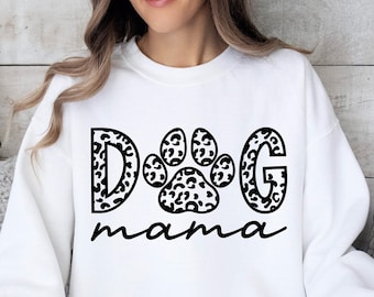 Dog Mama Sweatshirt, Leopard Print Paw T-shirt, Dog Lover Gift