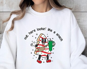 Funny Christmas Tree Cake Sweatshirt: Holiday Snack Shirt