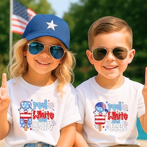 クールでキュートな独立記念日キッズシャツ - 赤、白、青の幼児用Tシャツ - 愛国的なUSAベビーシャツ - 男の子と女の子の独立記念日衣装