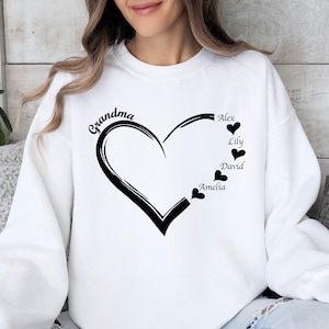Personalized Grandma Heart Shirt with Grandkids&#39; Names