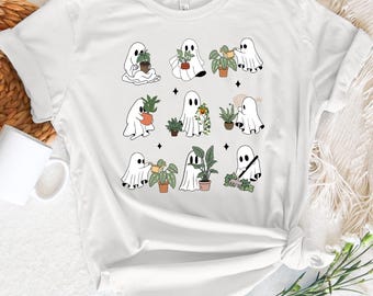 Plant Lover Ghost Shirt, Spooky Season Tee, Funny Halloween Graphic T-Shirt