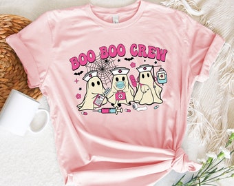 Boo Boo Crew Nurse Halloween T-Shirt, Funny Ghost Retro Tee, Spooky Healthcare Gift