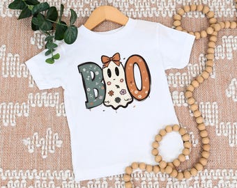 Boo Geist Halloween Shirt, Mädchen Boho Kleinkind T-Shirt, gruseliges Geschenk für Kinder