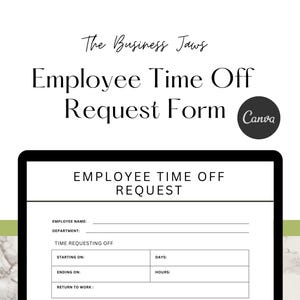 Employee Time Off Request Form Template, Time-off form, Vacation Request Form, Editable Time Off Request Form, 8.5x11 inches