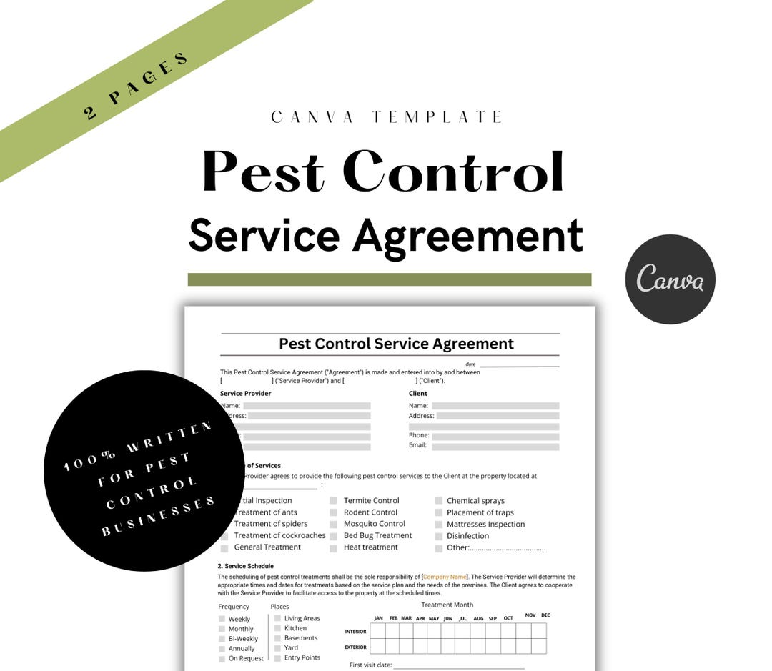 Pest Control Service Agreement, Pest Control Businesses Agreement Pest Control Service Agreement, Pest Control Businesses Agreement