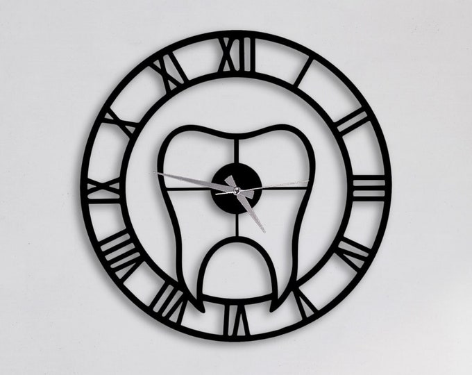 Tooth and Toothbrush Wall Clock With Pendulum, Dentist Gift, Dentist