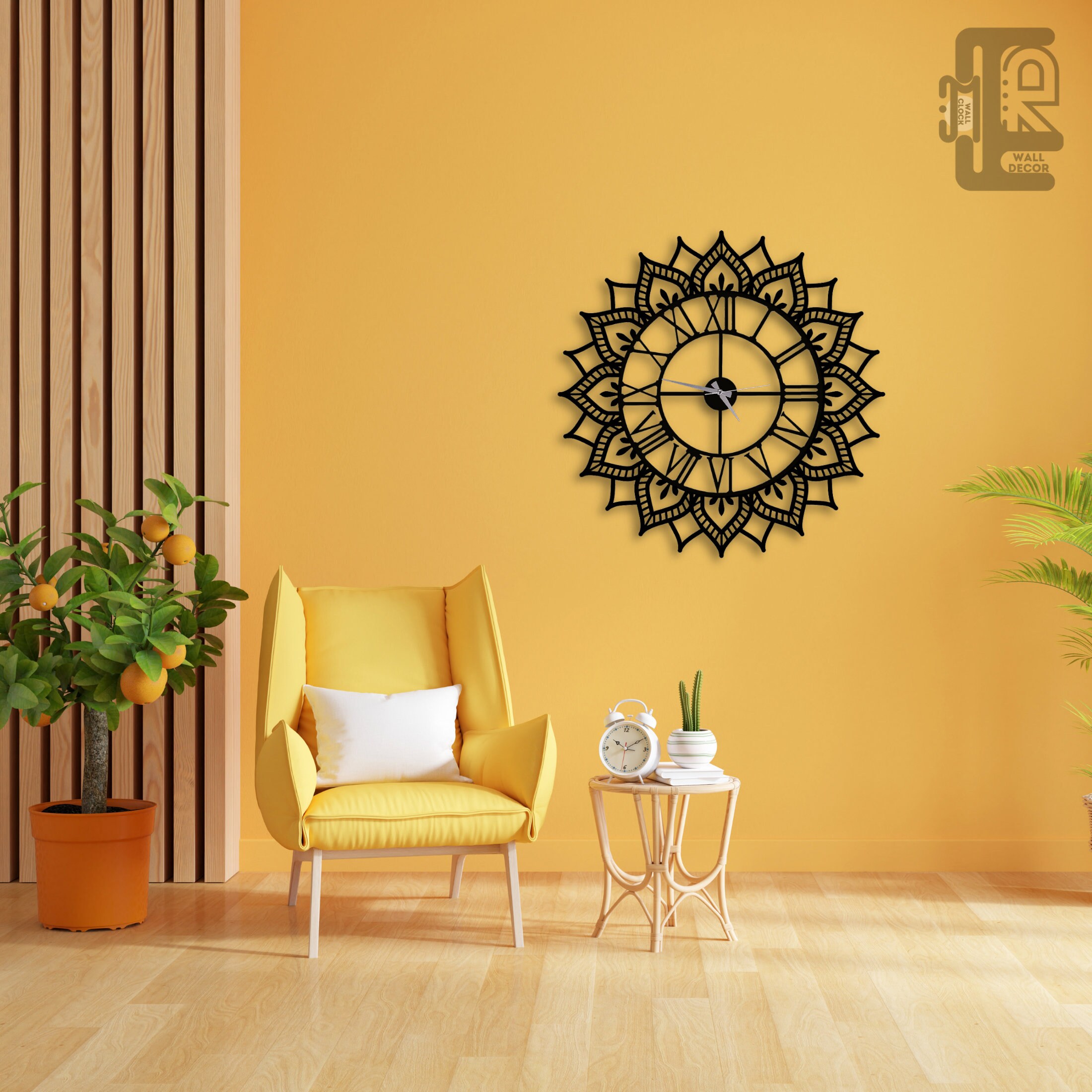 Mandala Large Wall Clock, Metal Modern Wall Clock, Oversized Wall Clock, Flower Clock, Metal