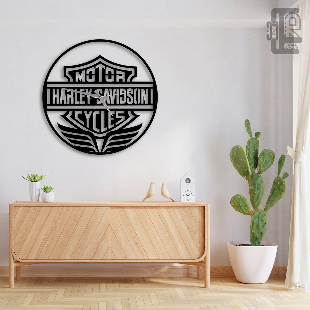 Large Harley Davidson Metal Wall Clock Motorcycle Wall Clock Etsy