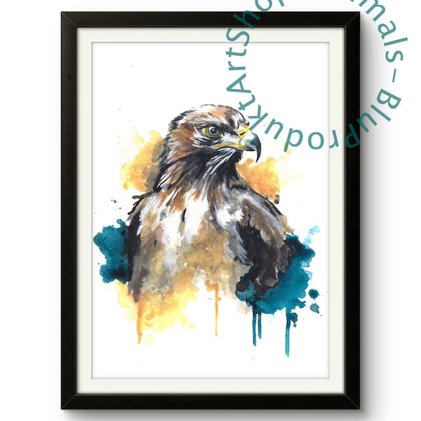 Animal eagle, Digital Art, Water color painting, Eagle painting, Digital art eagle, Gift for a friend, Vintage wall art, Animal print