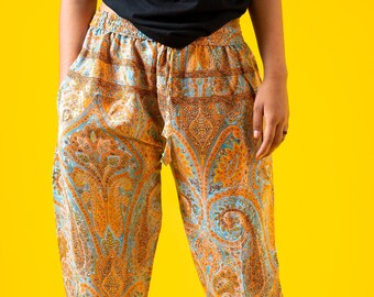 Silk |  Ethical | Harem | Light | Summer |Elastic waist | Elastic bottom | Floral | Pant | Trouser | Made In Nepal