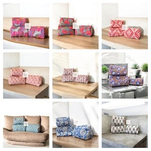 Vintage Indian block Print Large Toiletry Bag, Colourful Make Up Bag Quilted Fabric Cosmetic Bag Toiletry Travel Pouch