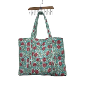 Quilted tote bag | Summer bag | Printed | Reversible Shoulder Tote Bag | Cotton tote bag | Beach bag | Block printed bag| Bridesmaid gift