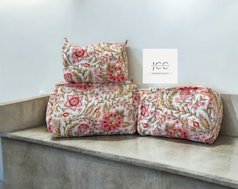 Buy Quilted makeup bags in bulk lots - Block print bags - Quilted cosmetic pouches - Block print Toiletry bag colorful - Bulk gifts women