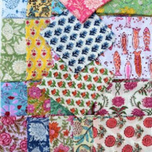 Puede incluir: Surtido de 18 cuadrados de tela coloridos con varios patrones florales y geom&eacute;tricos. Los cuadrados de tela est&aacute;n hechos de algod&oacute;n y son perfectos para acolchar, patchwork y otros proyectos de artesan&iacute;a.