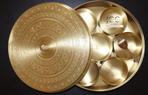 Brass Masala Box - Spice Container, Masala Storage Organizer for Everyday Kitchen Use | Handmade in India, Kitchen Storage Spice Dabba