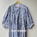 Pink Blue Floral Hand Block Print Cotton Mini Dress – Boho Button Front Tiered Dress
