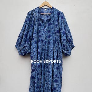 Floral Hand Block Print Kyra Midi Dress | Bohemian Cotton Dress | Dresses for Women | String Closer Dress