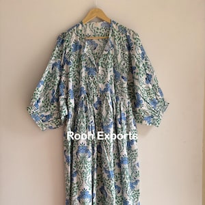 Floral Block Print Fabric Kyra Midi Dress | Bohemian Cotton Dress | Dresses for Women | String Closer Dress