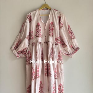 Floral Hand Block Print Kyra Midi Dress | Bohemian Cotton Dress | Dresses for Women | String Closer Dress