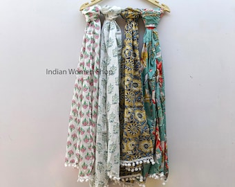 Indian Cotton Scarves Floral Print Stole For Women Soft Voile Cotton head and neck wrap Handmade Vintage Scarf