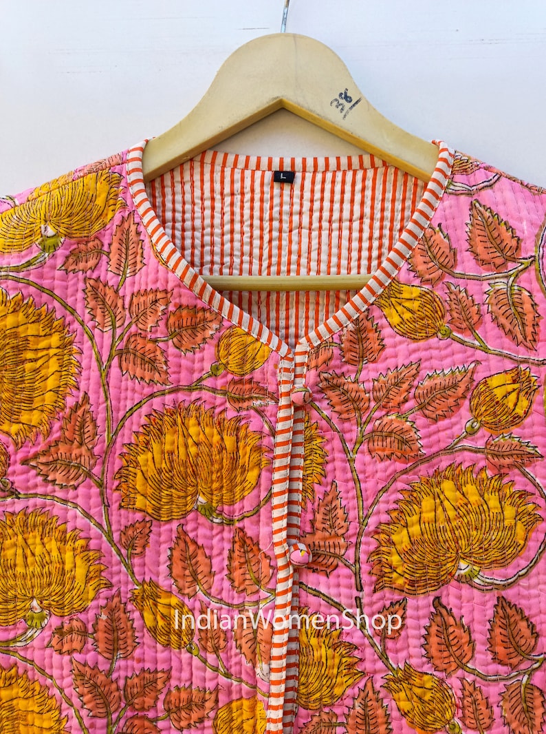 Floral Print Quilted Button Jacket - Black main image 1