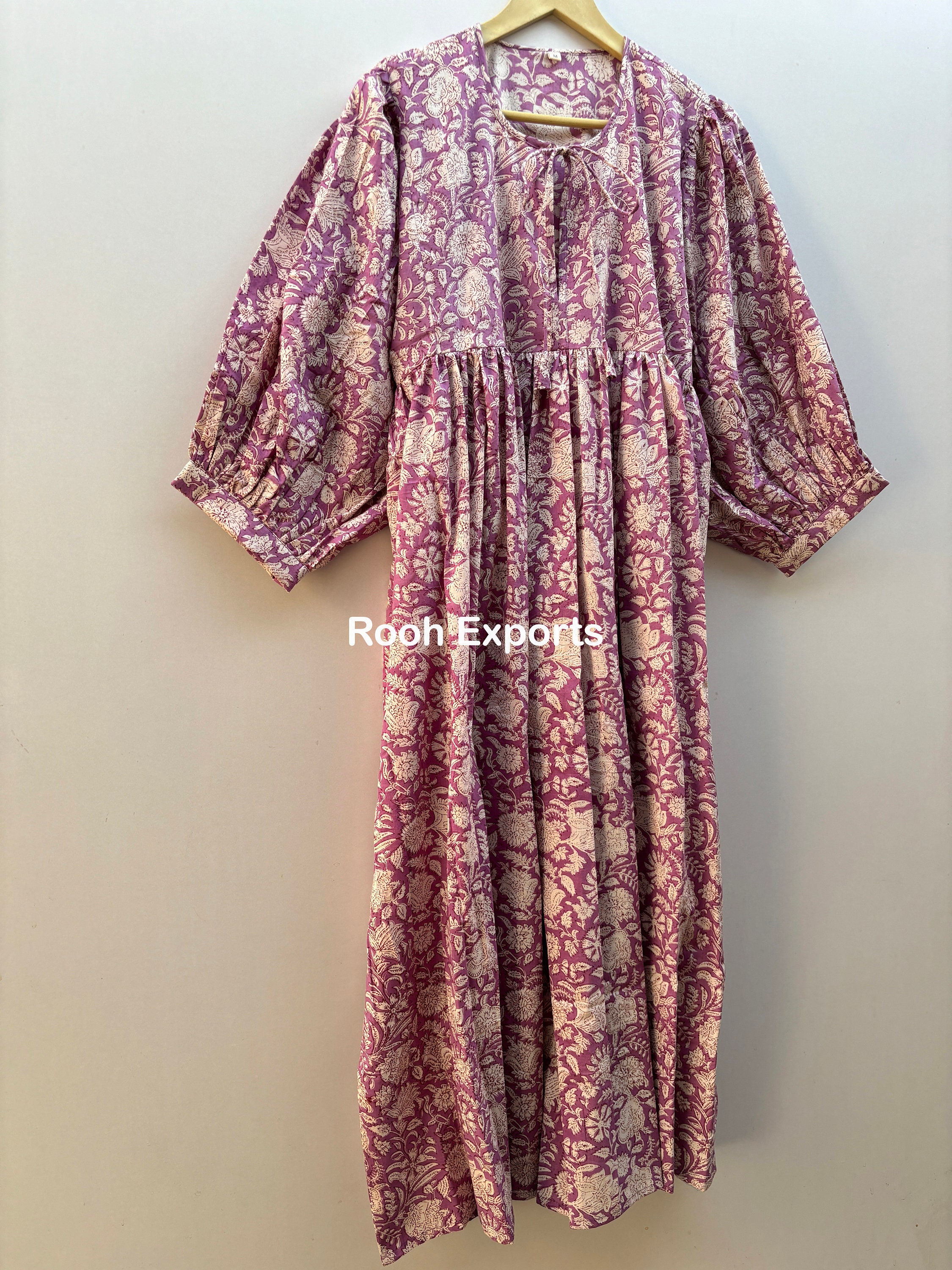 Floral Hand Block Print Kyra Midi Dress, Mini Dress, Soft Cotton Spring  Dress, Summer Dress for Women, Deep Neck With String Closer - Etsy Canada