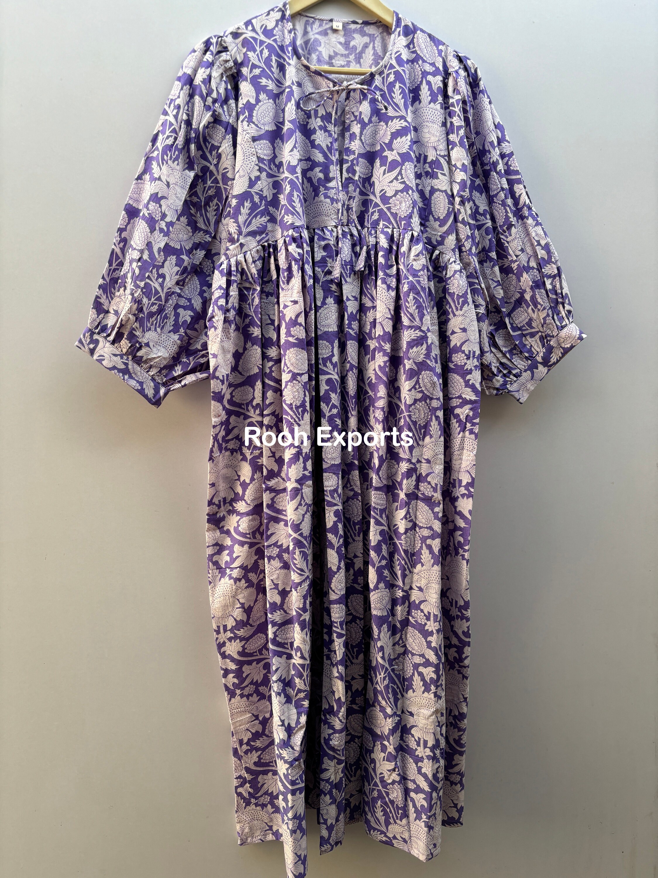 purple block print dress Purple Hand Block Printed Cotton Dress