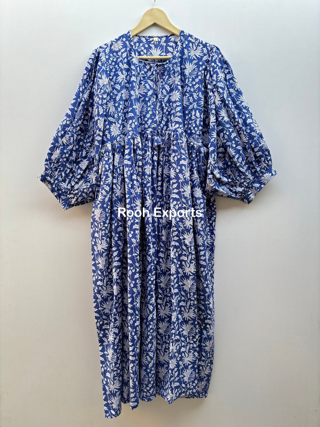 Yolande Dress - Buthi Block Print - Blue
