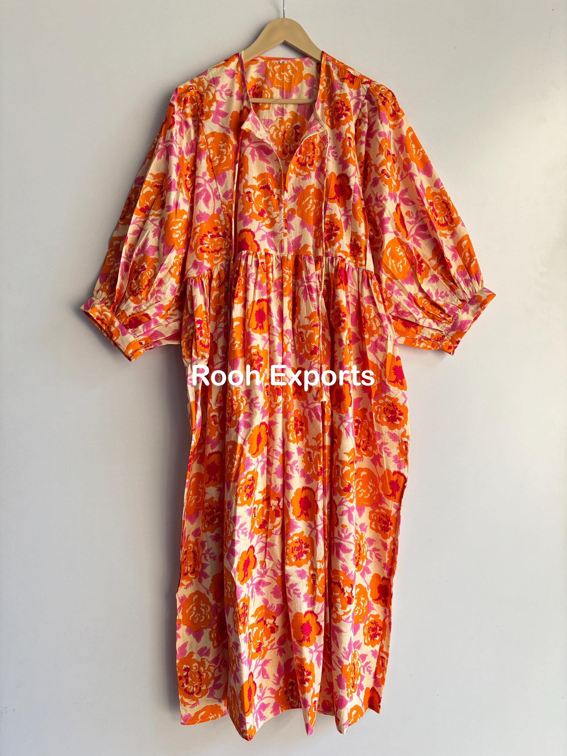 chinese dress ladies Long sleeves orange maxi chiffon dress 5076 – Xiaolizi main image 1