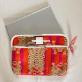 Orange Tiger Print Quilted Laptop Sleeve | Cotton MacBook Case | iPad/Tablet Pouch | Tech Accessory | Waterproof Laptop case product logo