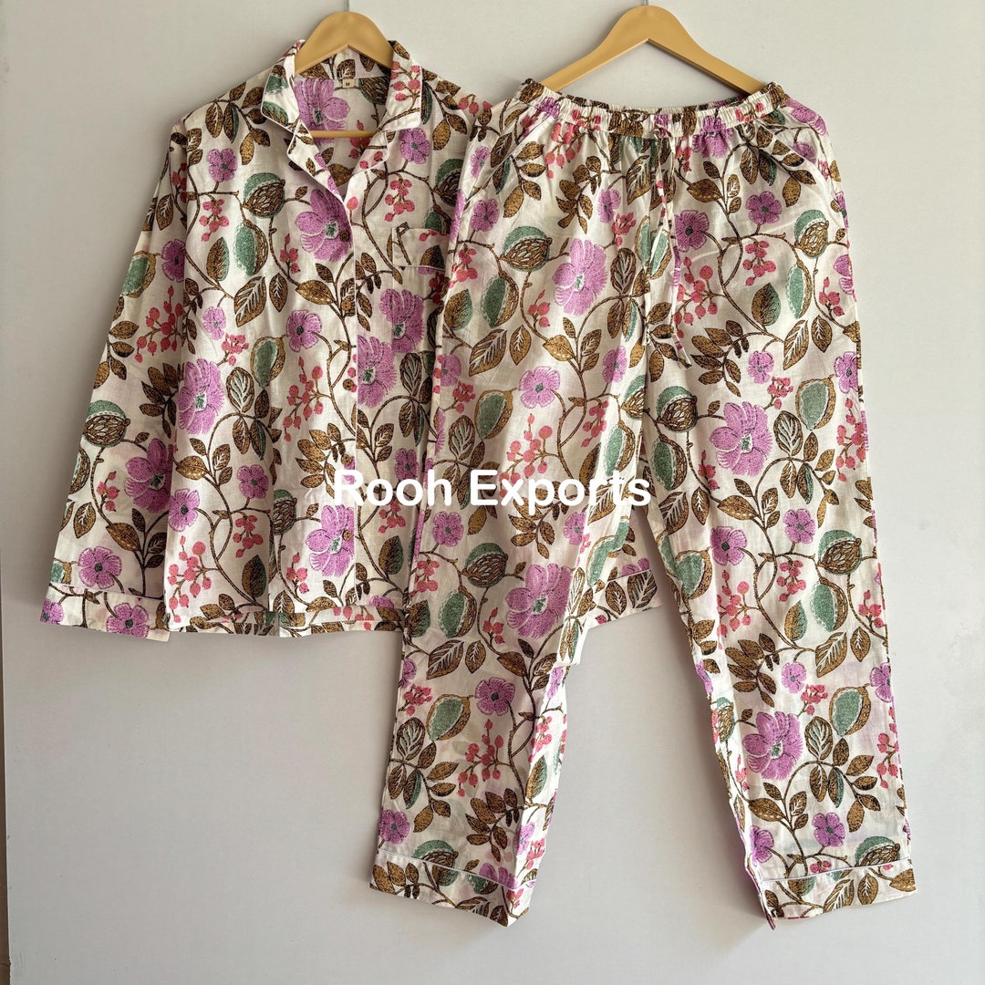 Unique Color-Block Stripe Print Pajama Set