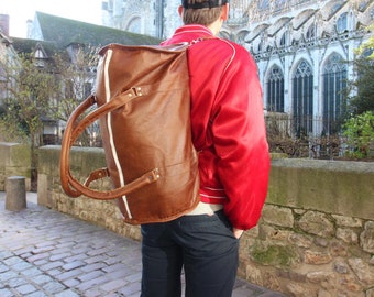 Sac de voyage portable sur le dos en cuir unisex