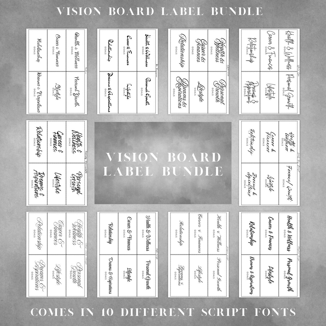 Vision Store Labels Vision Board Labels - Script | Vision Board | Vision Board Label ...