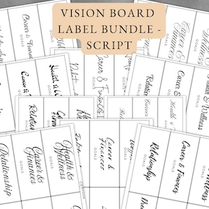 Vision Board Labels - Script  | Vision Board | Vision Board Label | Print Download | PDF Download | Vision Board PDF | Vision Board Print