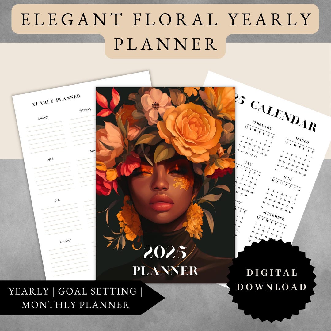 Printable Elegant Floral Planner Bundle | Digital Calendar, Yearly ...