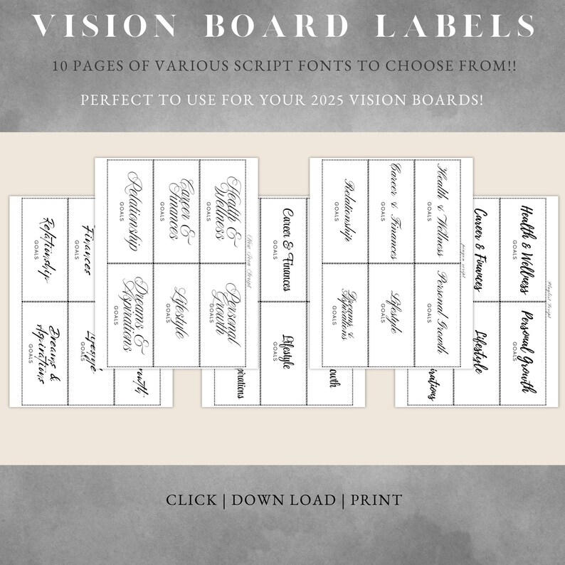 Vision Store Labels Vision Board Labels - Script | Vision Board | Vision Board Label ...