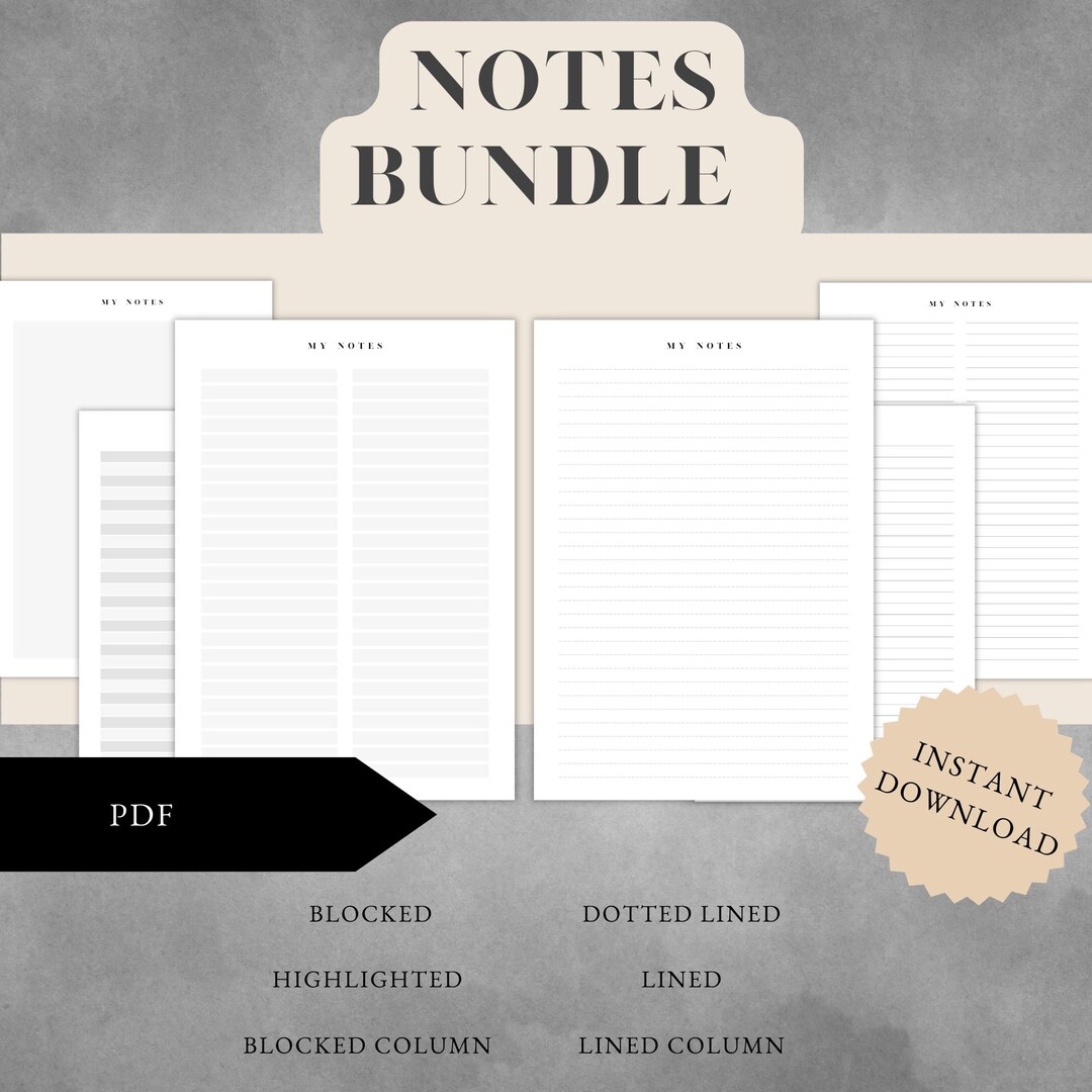 Begin Nor Witch Notes.pdf Notes Bundle | Monday & Sunday Start | Journal Insert | Minimalist ...