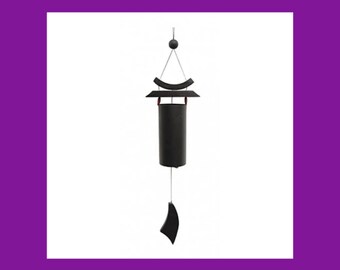 Carillon à Vent Feng Shui Zen Noir – Taille 60 cm – Fer et Bois - Porte-bonheur – Énergie positive