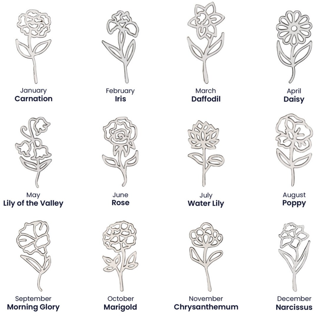 Personalized Name Necklace Birth Flower Golden Birthday Etsy