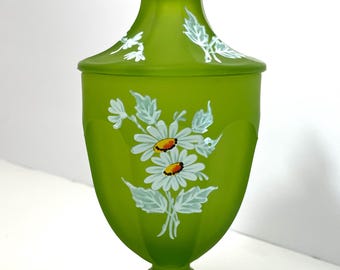 Tarro de cristal verde vintage para dulces/joyas con tapa – Elegante y atemporal