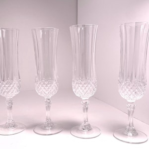 Kieliszki do szampana z przezroczystego szkła w stylu vintage • Elegancki zestaw do toastu, 4 sztuki