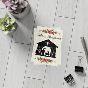 Bundel kerststal met briefkaarten en enveloppen - vakantiegroeten voor familie en vrienden, set van 10 kaarten, religieus kerstcadeau,