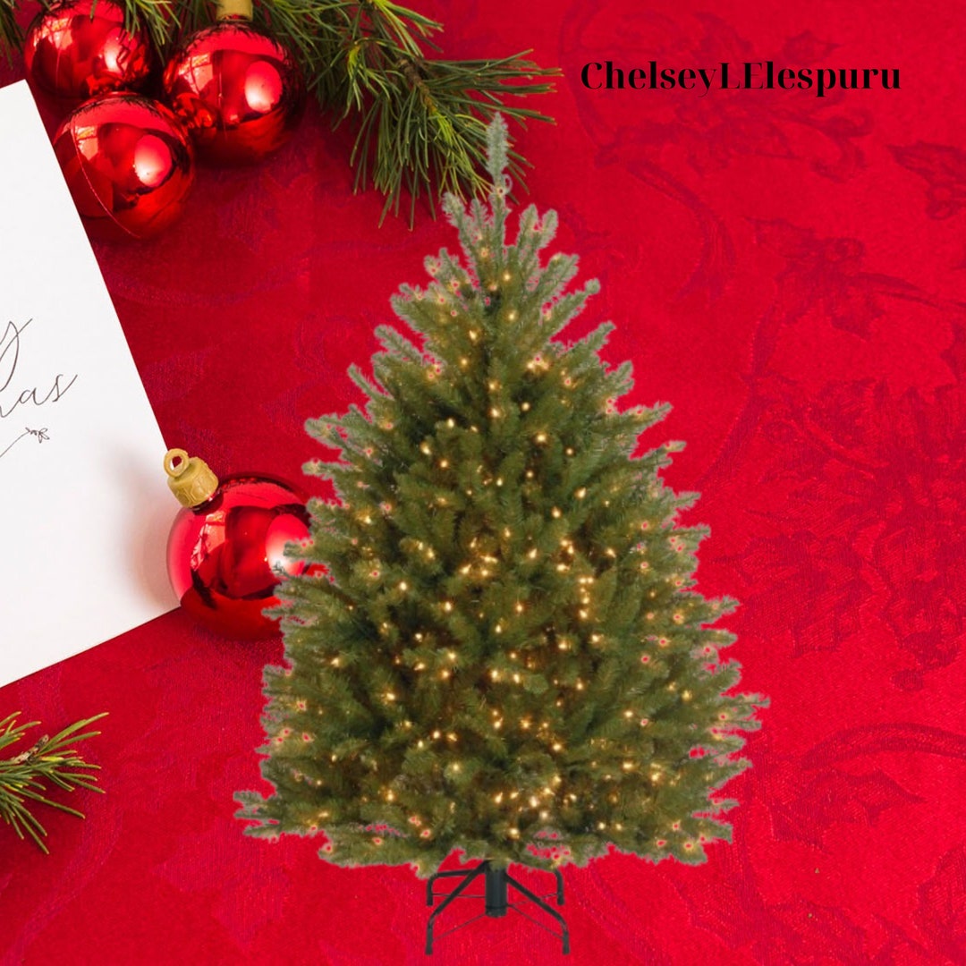 Prelit Artificial Mini Christmas Tree With White Lights Etsy